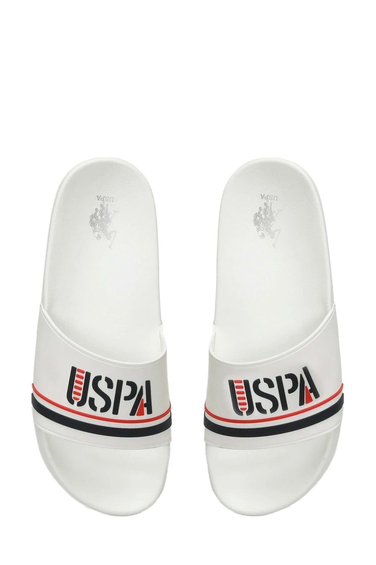 U.S Polo Assn. Band Erkek Deniz Plaj Havuz Terlik Beyaz v1