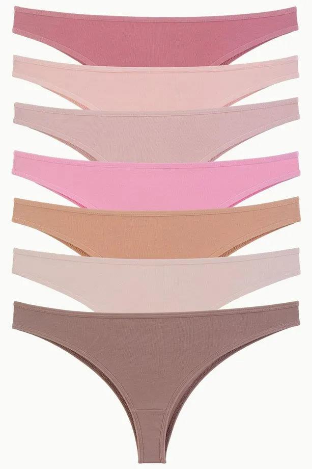 09651 Dewberry 7 Pcs Brazilian Style Womens Briefs-ÇOK RENKLİ