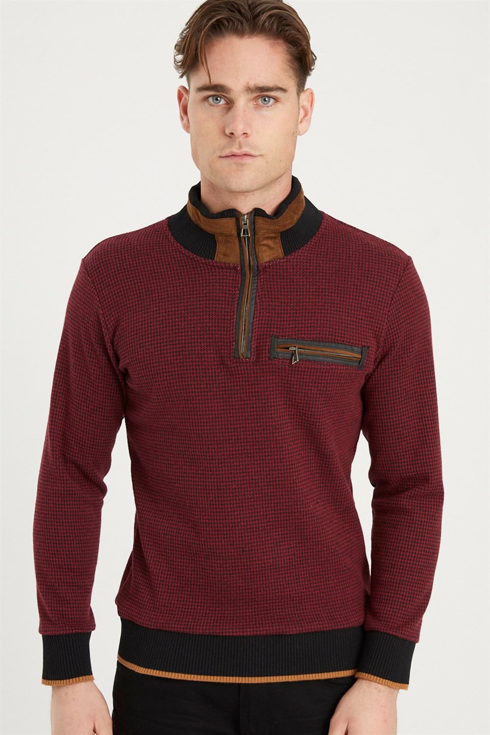 1039 DEWBERRY ERKEK SWEATSHIRT-BORDO