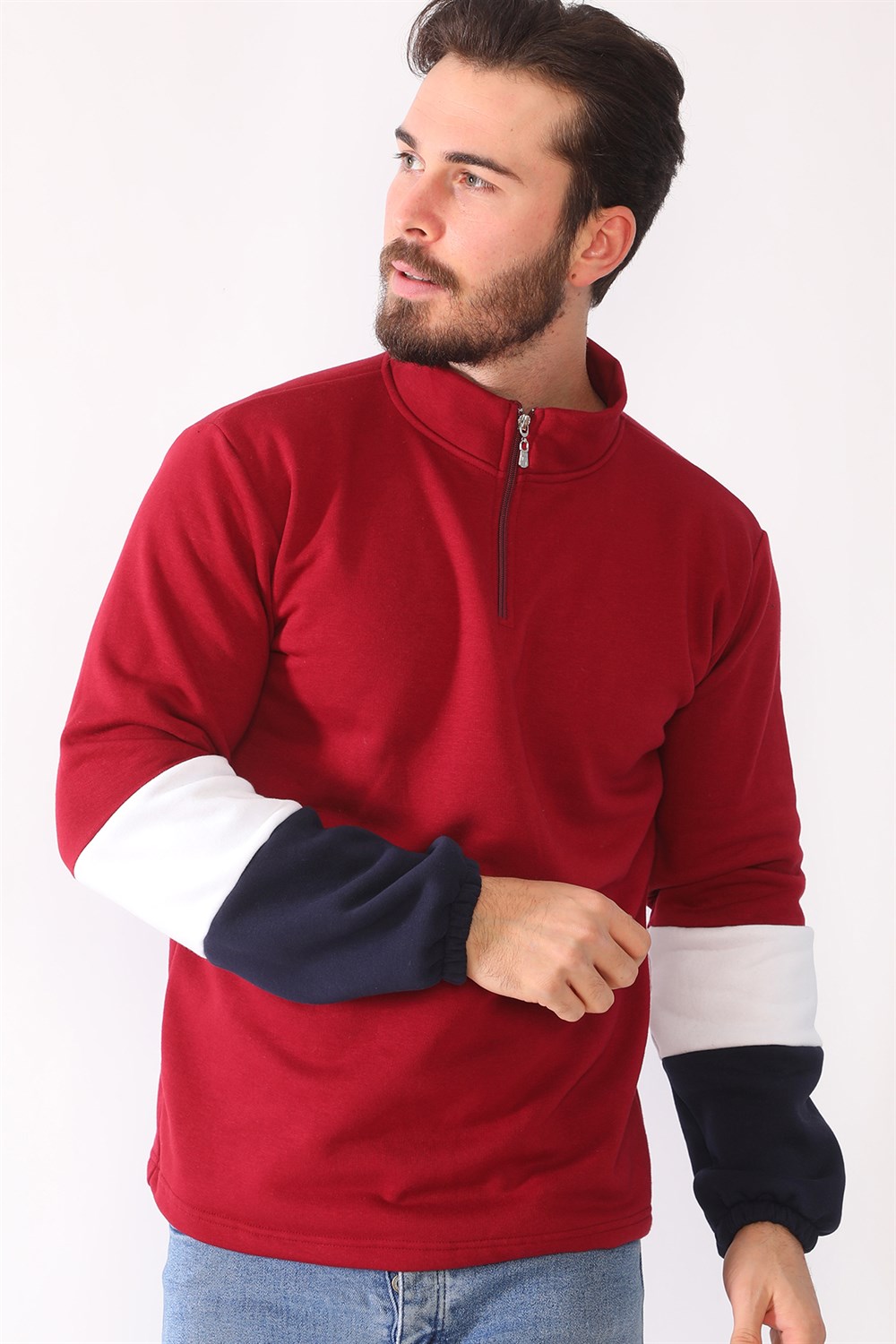 1041 DEWBERRY ERKEK SWEATSHIRT-BORDO
