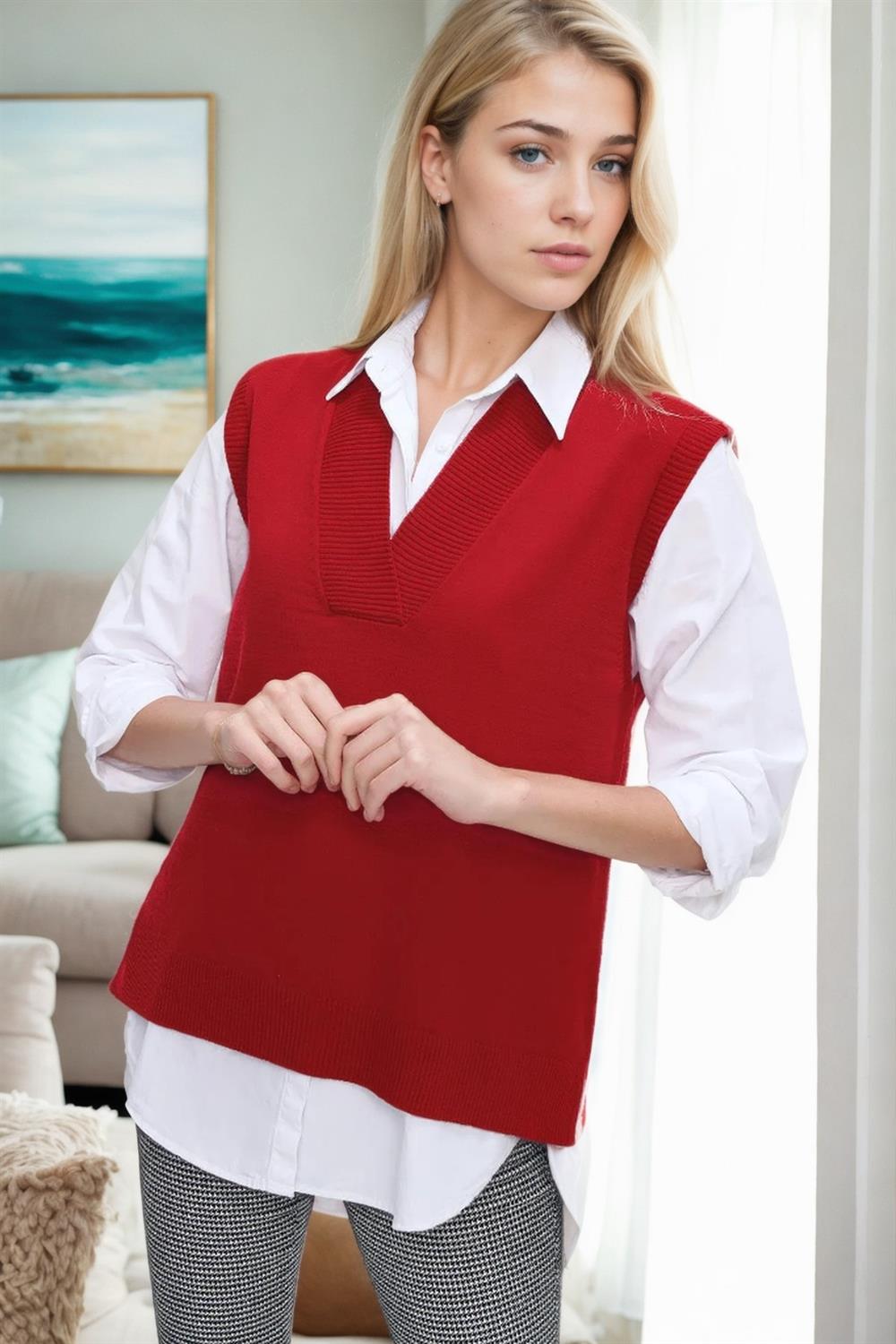 32632 Dewberry Knitwear Womens Sweater-KIRMIZI
