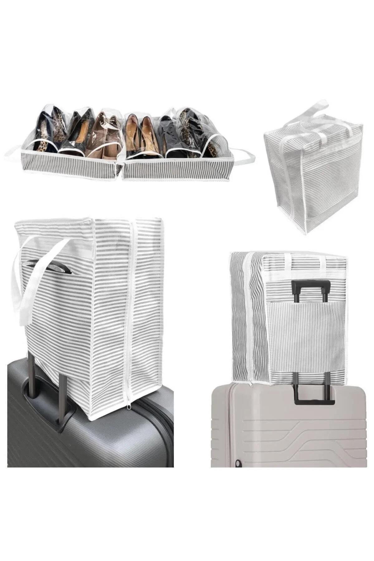 44103 Dewberry Travel Shoe Bag with 6 Compartments-GRİ