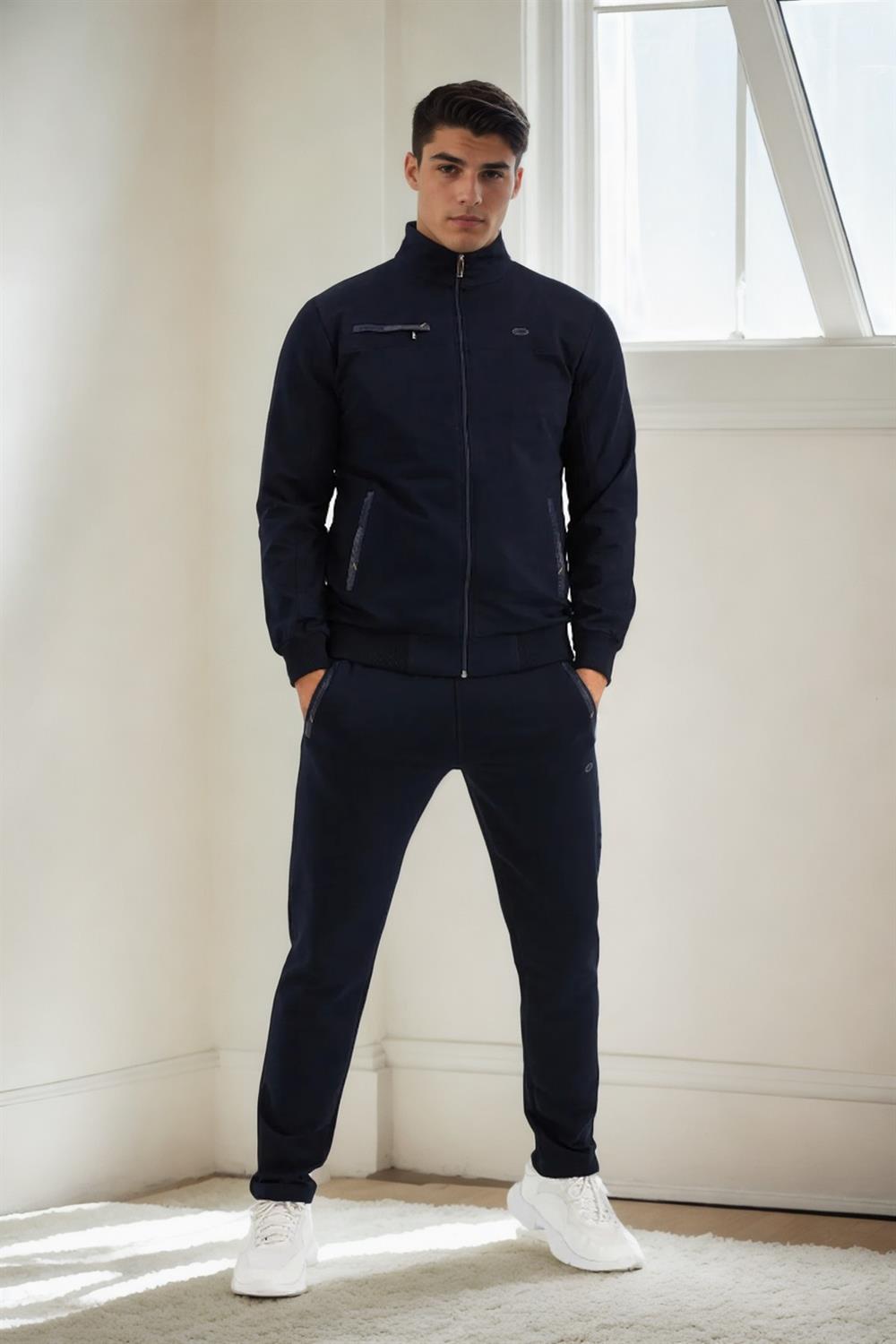 51357 Dewberry Plus Size Mens Tracksuit Set-LACİVERT