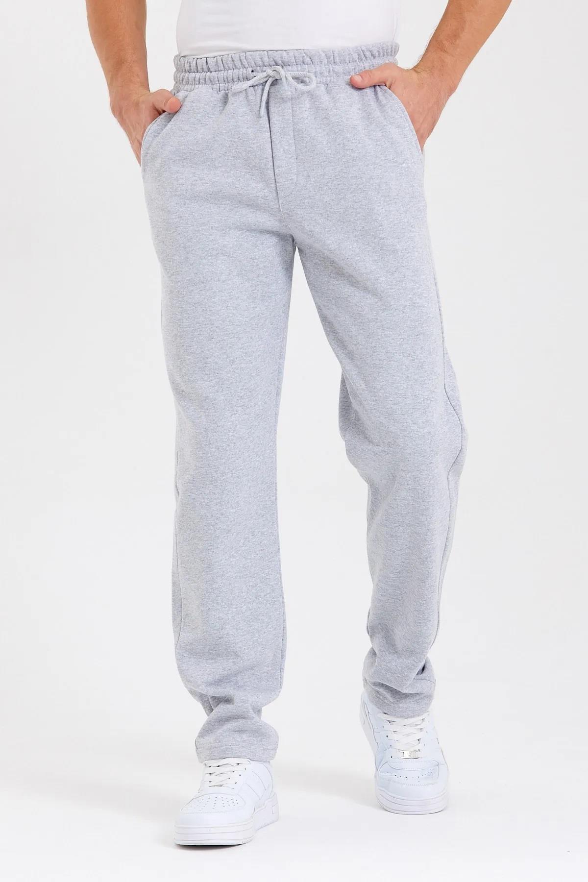 62819 Dewberry Straight Leg Back Pocket Detailed Sweatpants-GRİ