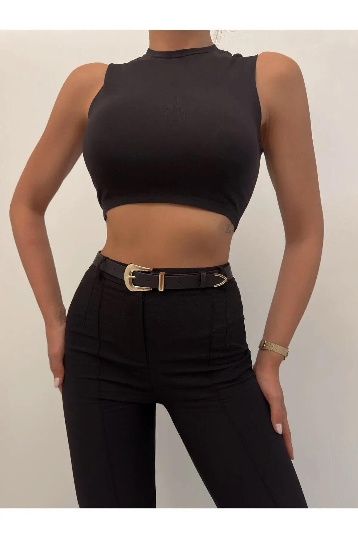 64824 Dewberry Womens Trouser Belt-SİYAH-GOLD