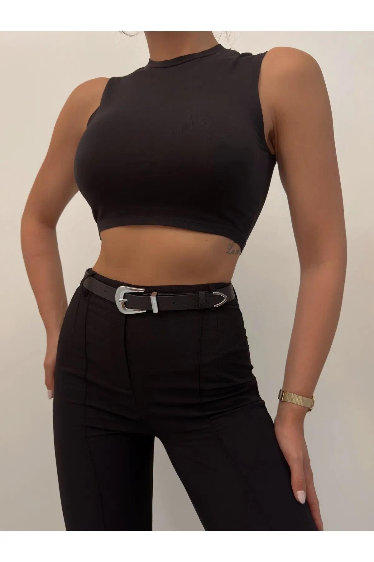 64824 Dewberry Womens Trouser Belt-SİYAH-GÜMÜŞ