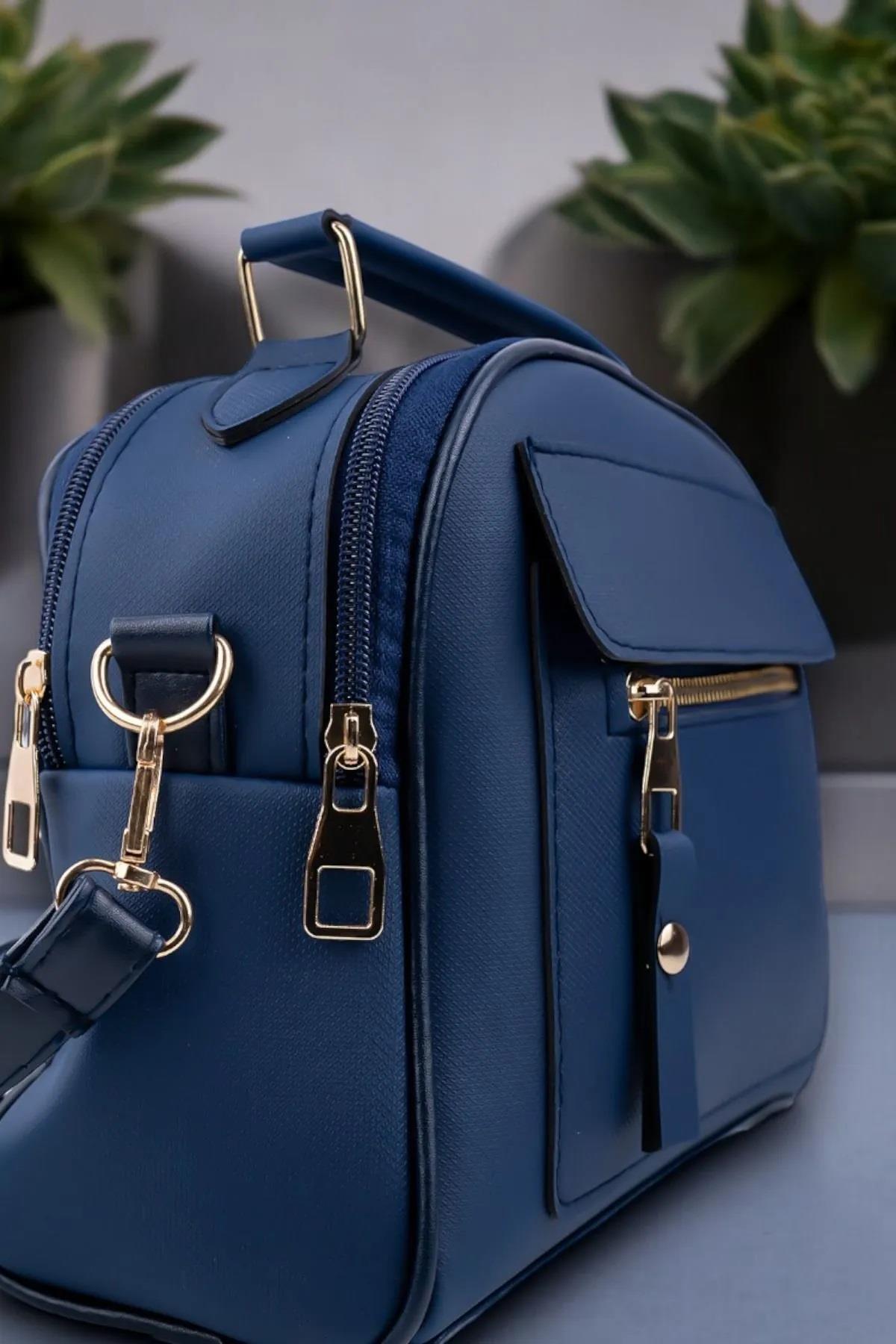 67330 Dewberry Womens 3 Compartment Adjustable Shoulder Bag-LACİVERT