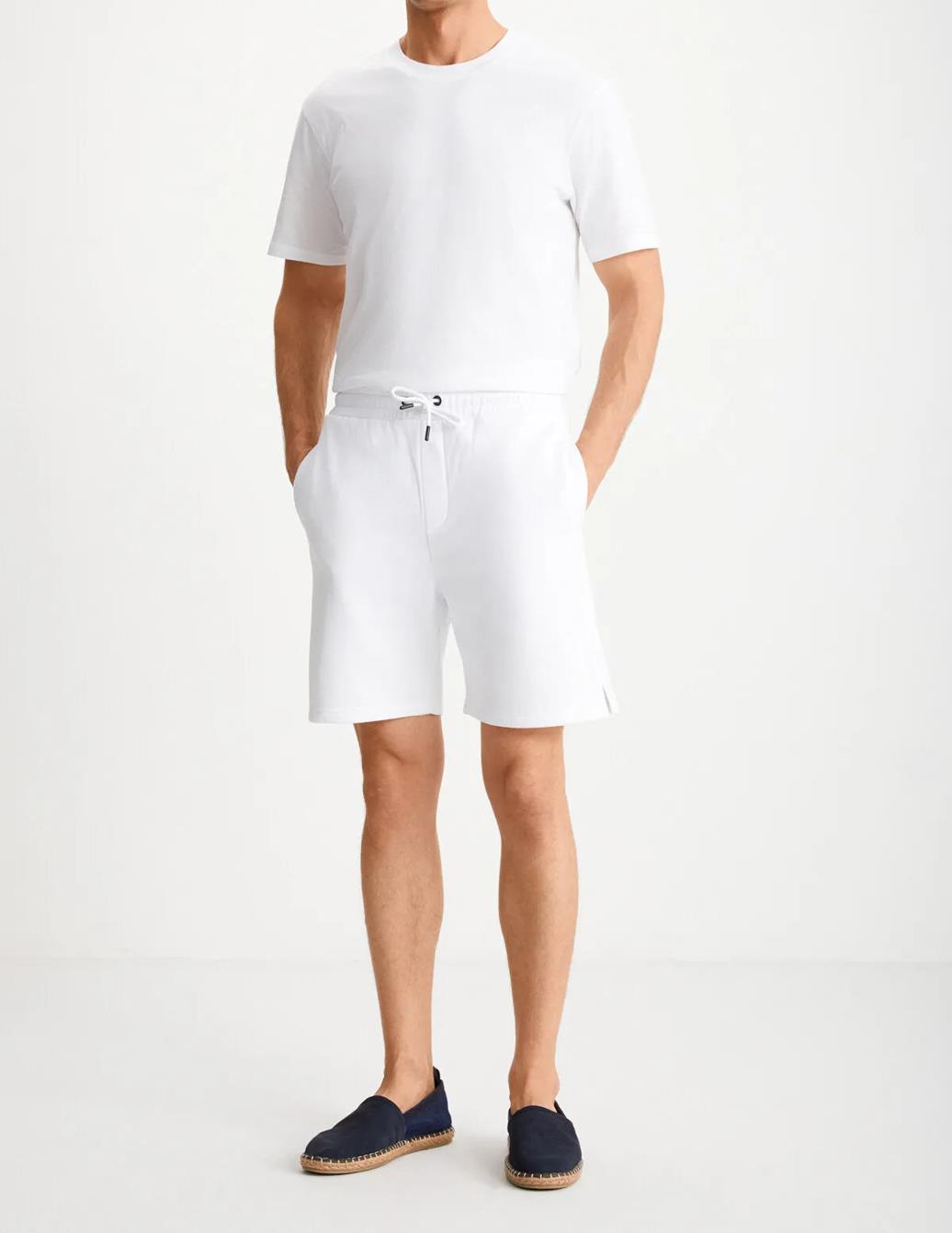 89749 Dewberry Mens Sport Style Pocket Shorts-BEYAZ