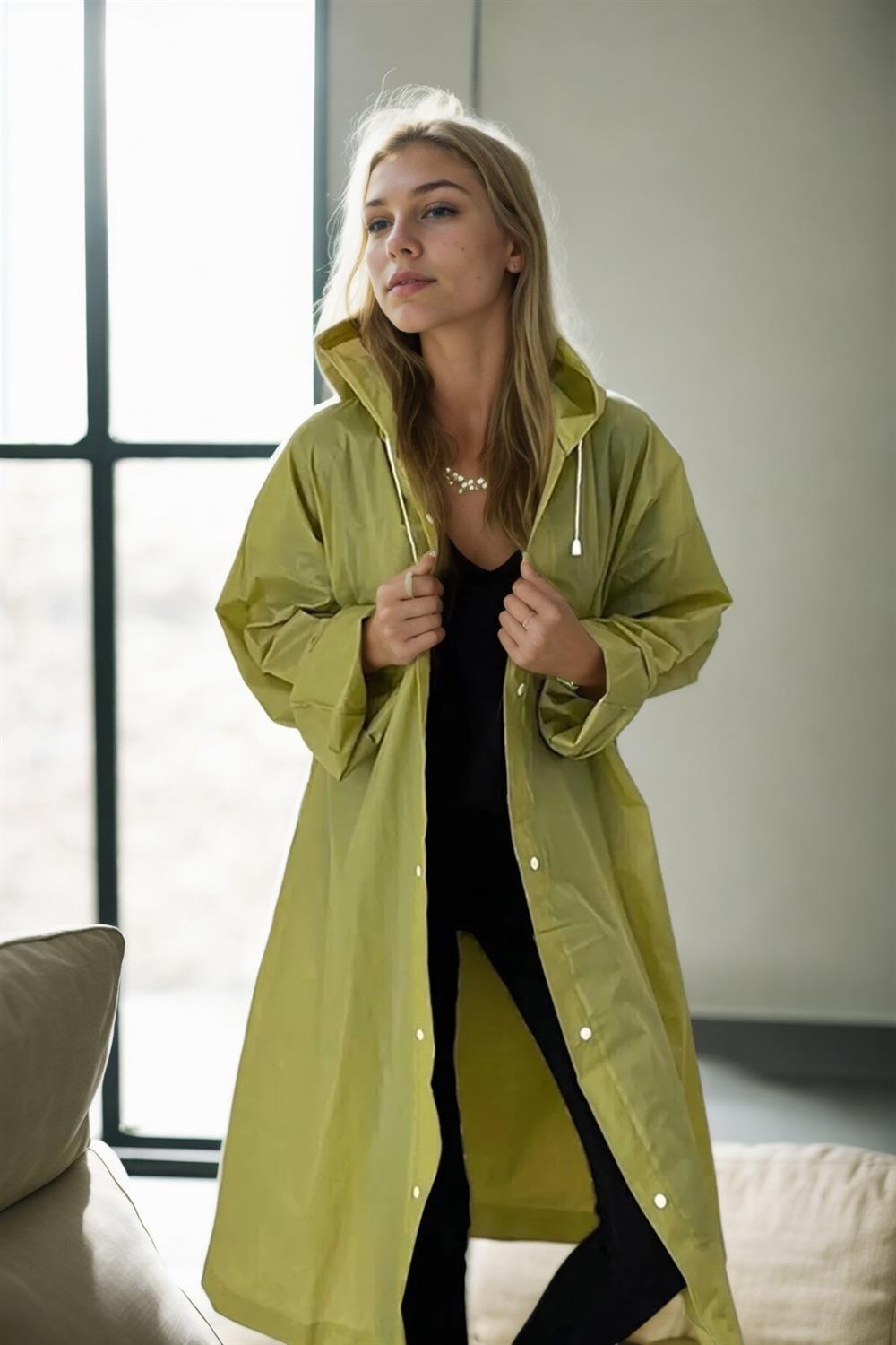 89762 Dewberry Waterproof Windproof Womens Raincoat-HAKİ