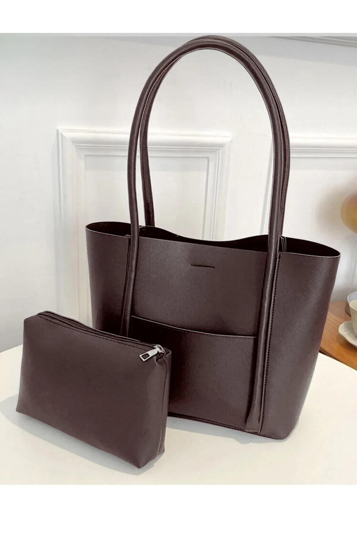 97735 Dewberry Classic Womens Shoulder Bag with Wallet-KAHVE