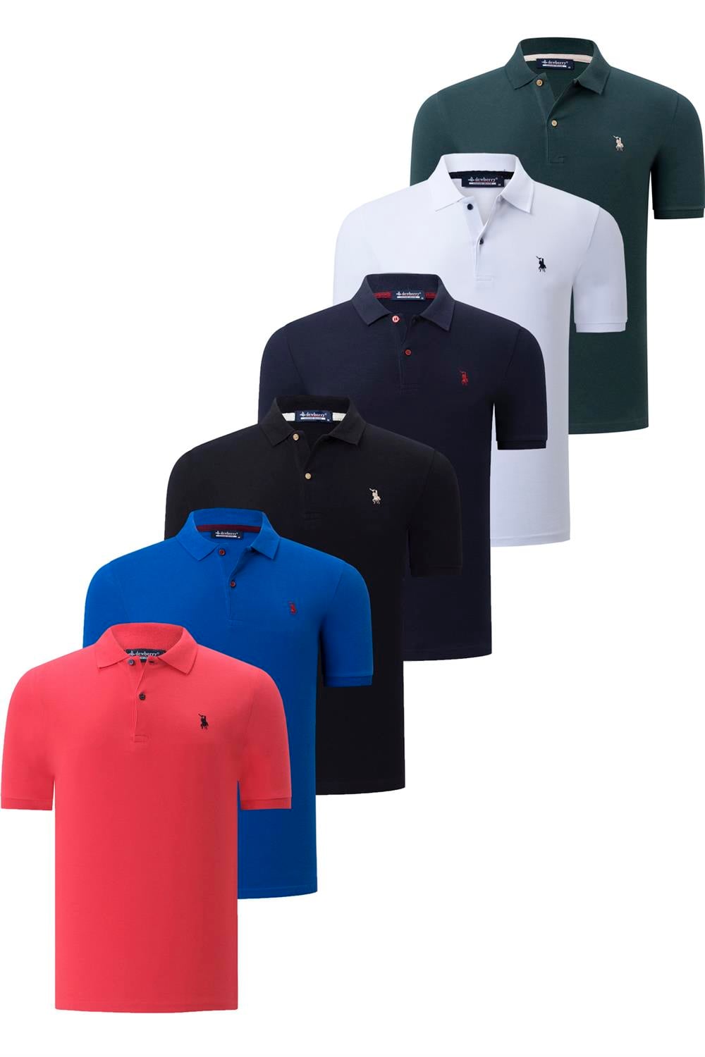 ALTILI SET T8561 DEWBERRY ERKEK T-SHIRT-SİYAH-BEYAZ-LACİVERT-NAR-SAKS-HAKİ