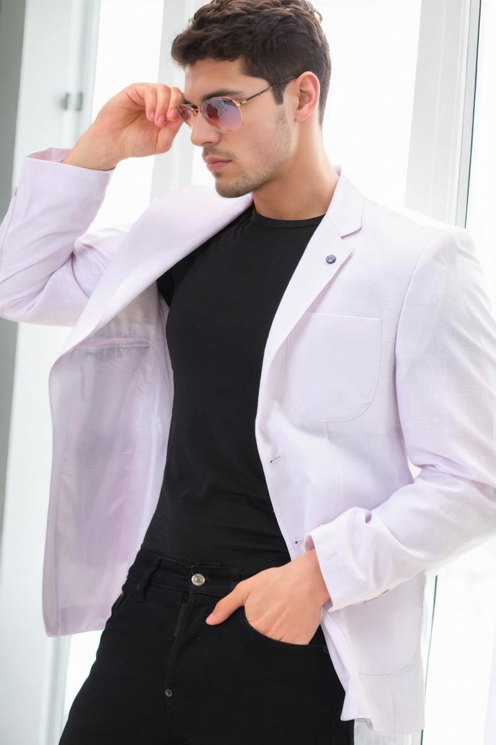 C5059 DEWBERRY ERKEK CEKET-BEYAZ