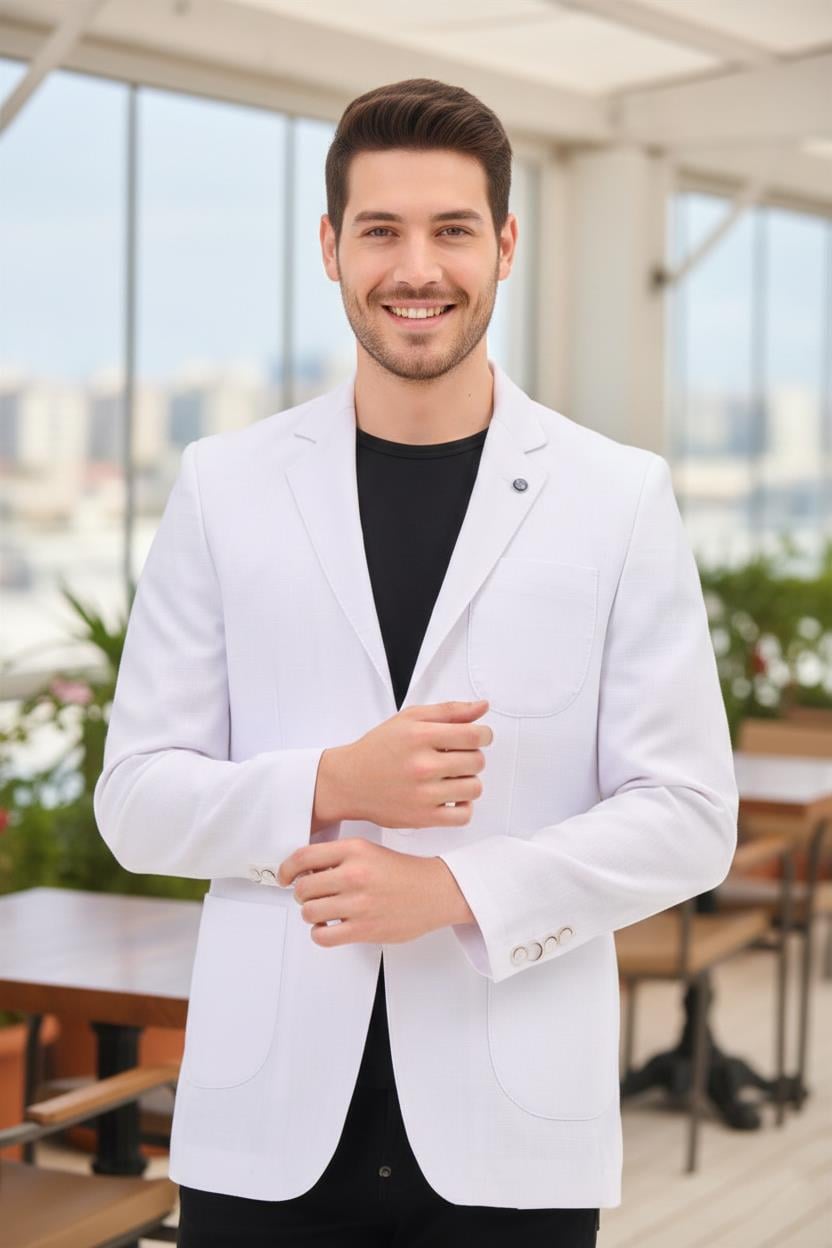 C9059 DEWBERRY ERKEK CEKET-BEYAZ 2