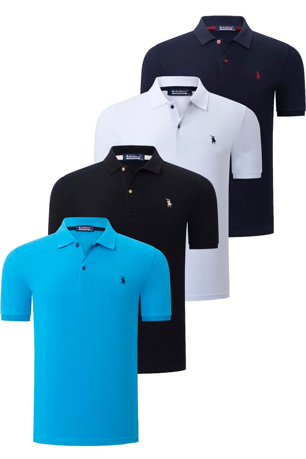 DÖRTLÜ SET T8561 DEWBERRY ERKEK T-SHIRT-SİYAH-BEYAZ-LACİVERT-MAVİ