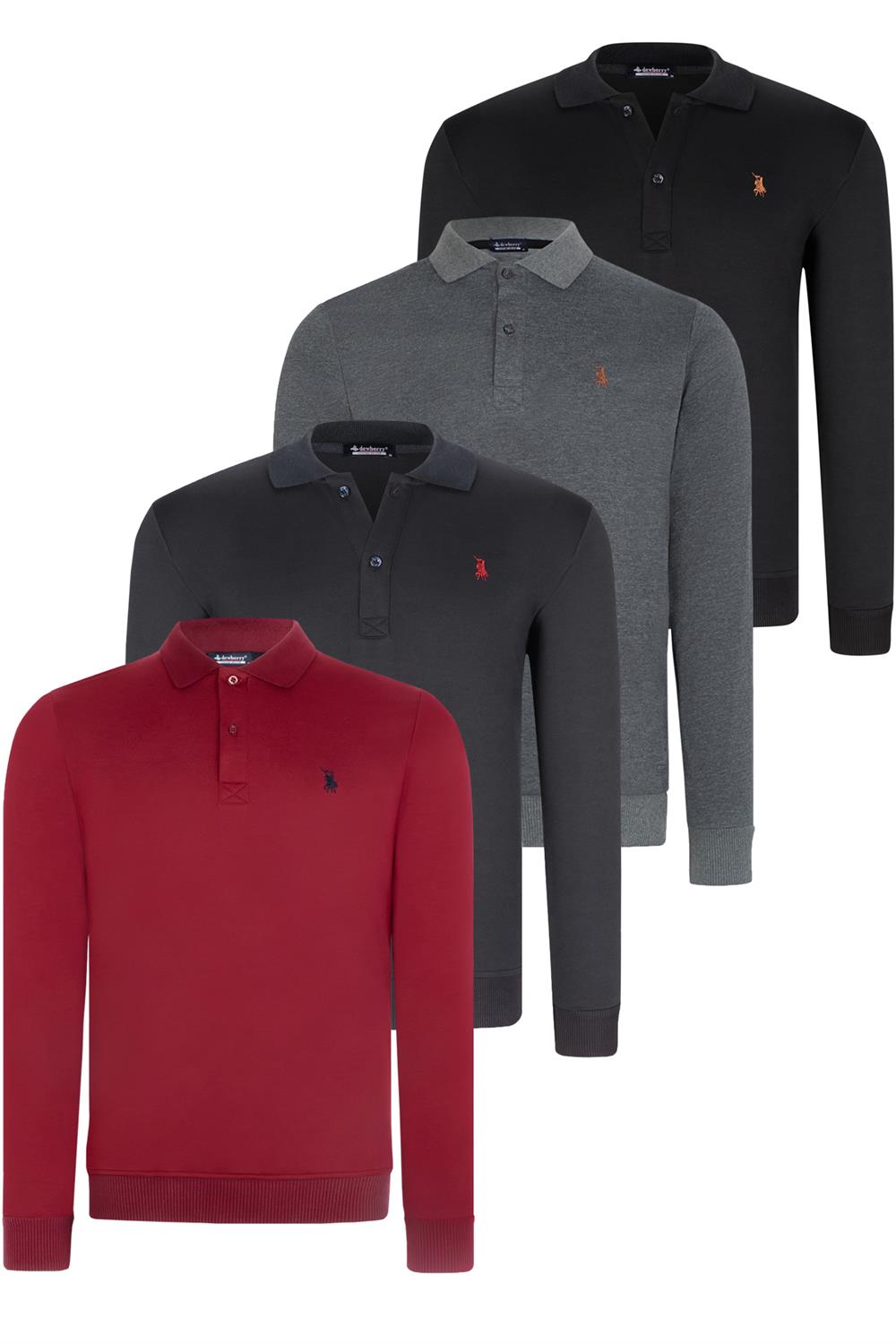 DÖRTLÜ SET V4007 DEWBERRY ERKEK SWEATSHIRT-SİYAH-LACİVERT-ANTRASİT-BORDO