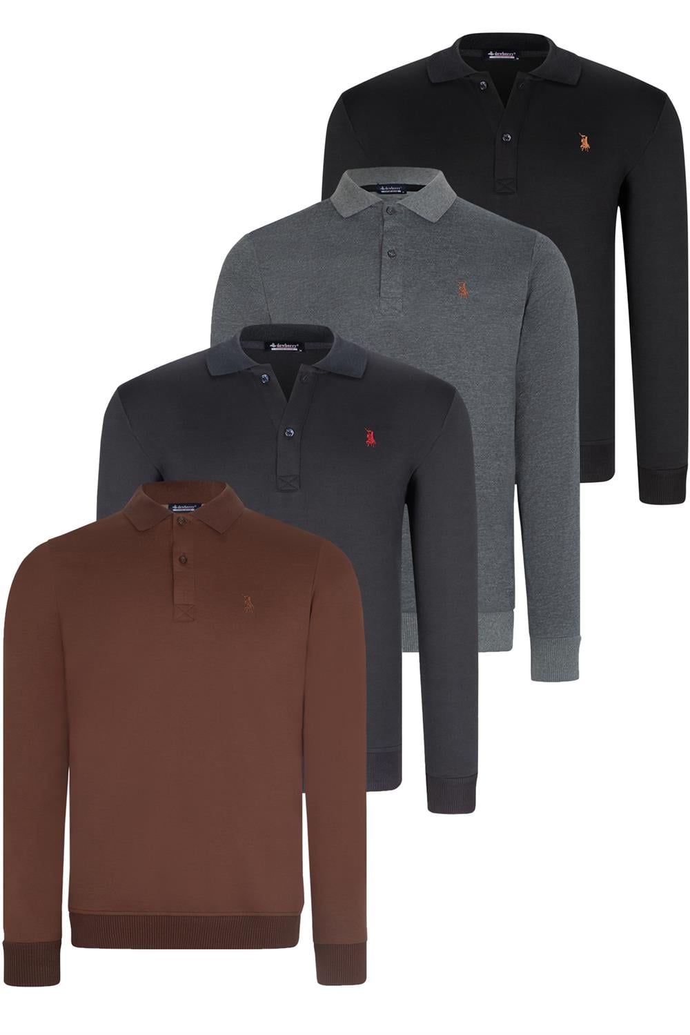 DÖRTLÜ SET V4007 DEWBERRY ERKEK SWEATSHIRT-SİYAH-LACİVERT-ANTRASİT-KAHVE