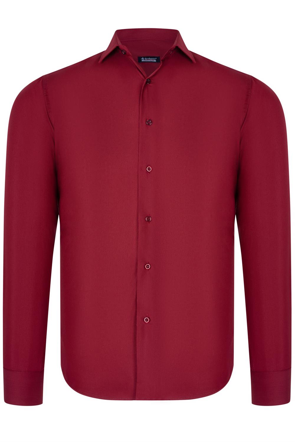 G726 DEWBERRY ERKEK GÖMLEK-DÜZ BORDO