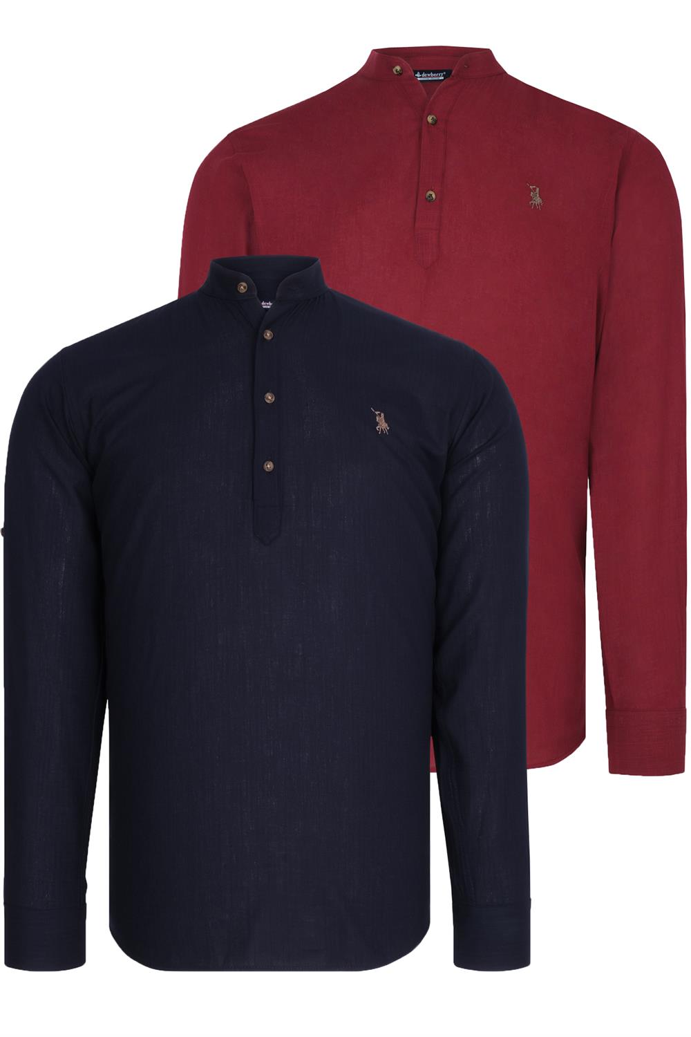 İKİLİ SET G783 DEWBERRY HAKİM YAKA GÖMLEK-BORDO-LACİVERT