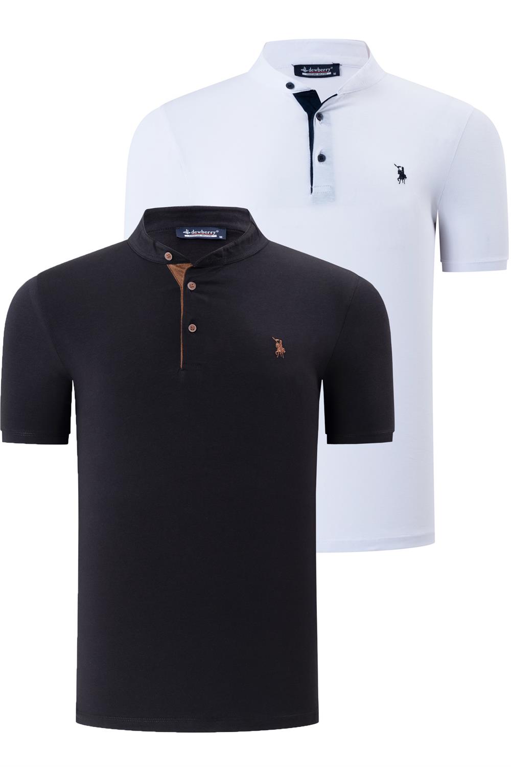 İKİLİ SET T8560 DEWBERRY ERKEK T-SHIRT-SİYAH-BEYAZ