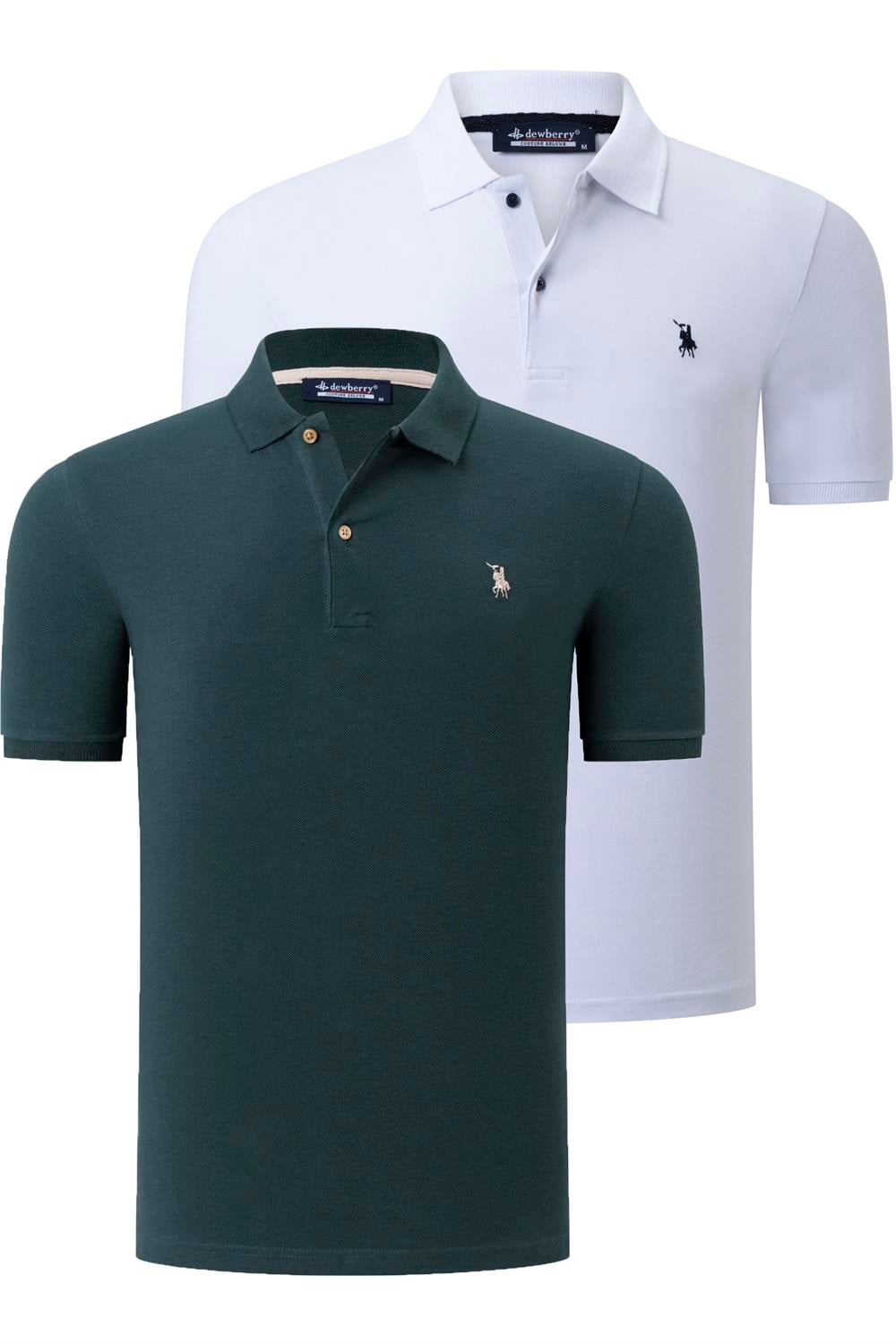 İKİLİ SET T8561 DEWBERRY ERKEK TSHIRT-BEYAZ-HAKİ