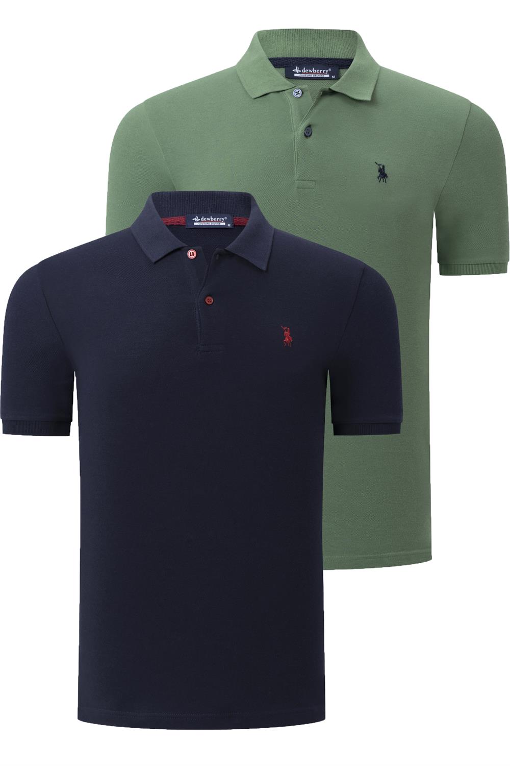 İKİLİ SET T8561 DEWBERRY ERKEK TSHIRT-LACİVERT-AÇIK HAKİ