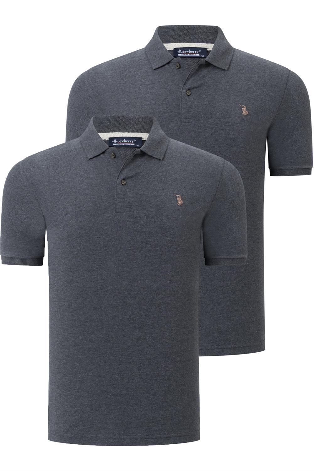 İKİLİ SET T8561 DEWBERRY ERKEK TSHIRT-ANTRASİT-ANTRASİT