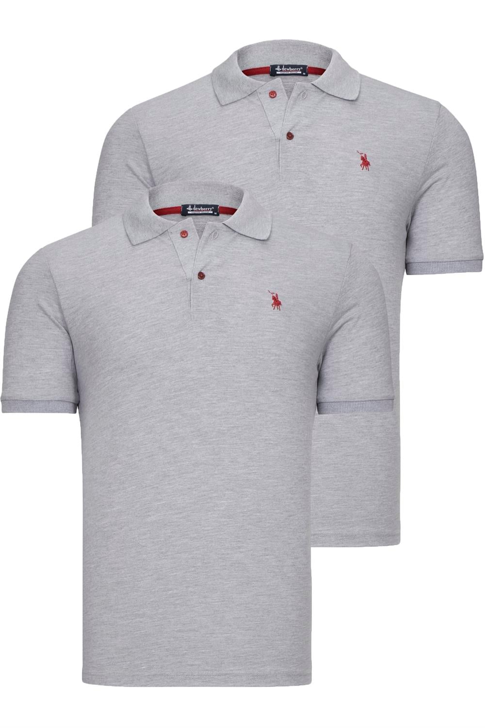 İKİLİ SET T8561 DEWBERRY ERKEK TSHIRT-GRİ-GRİ