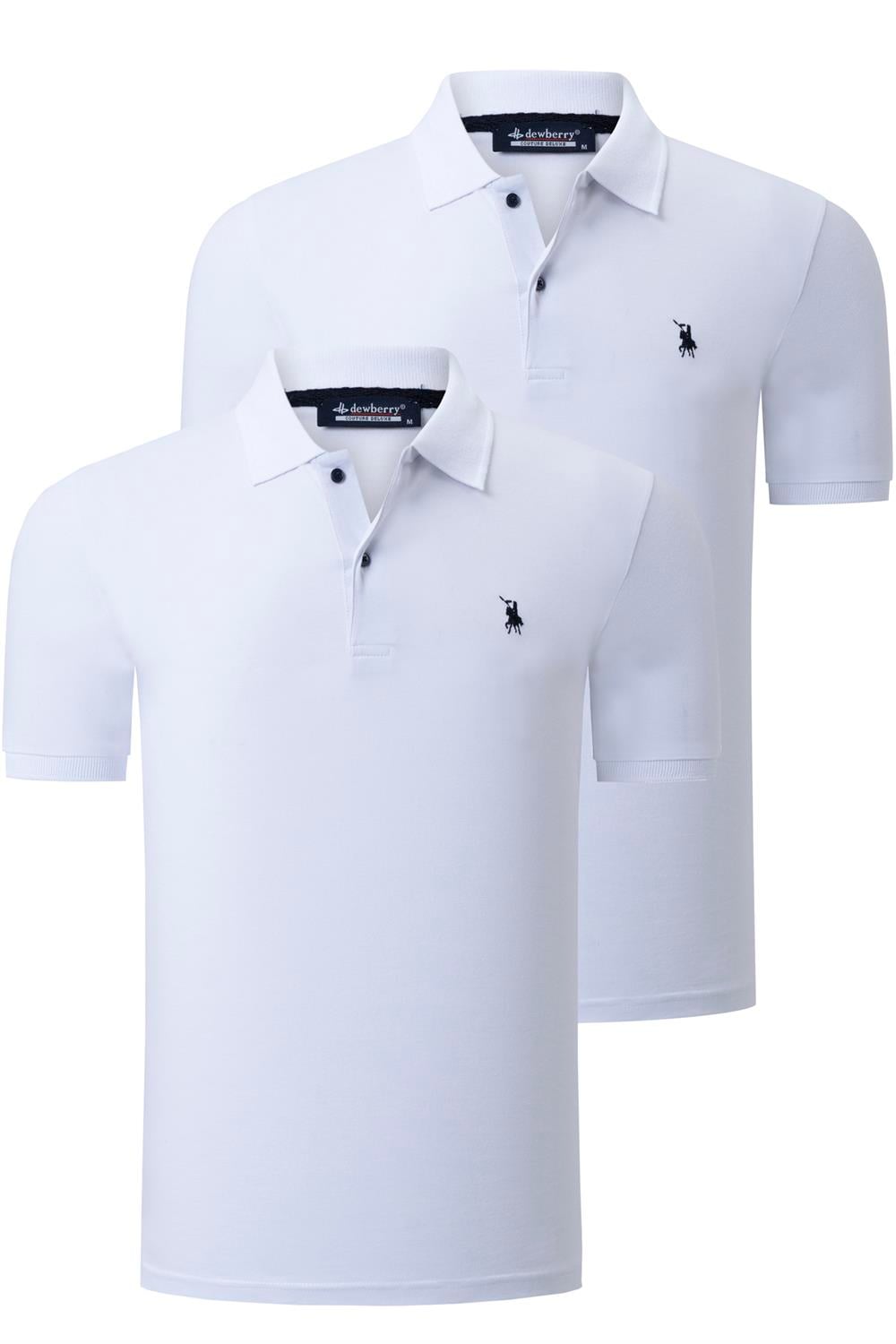 İKİLİ SET T8561 DEWBERRY ERKEK TSHIRT-BEYAZ-BEYAZ