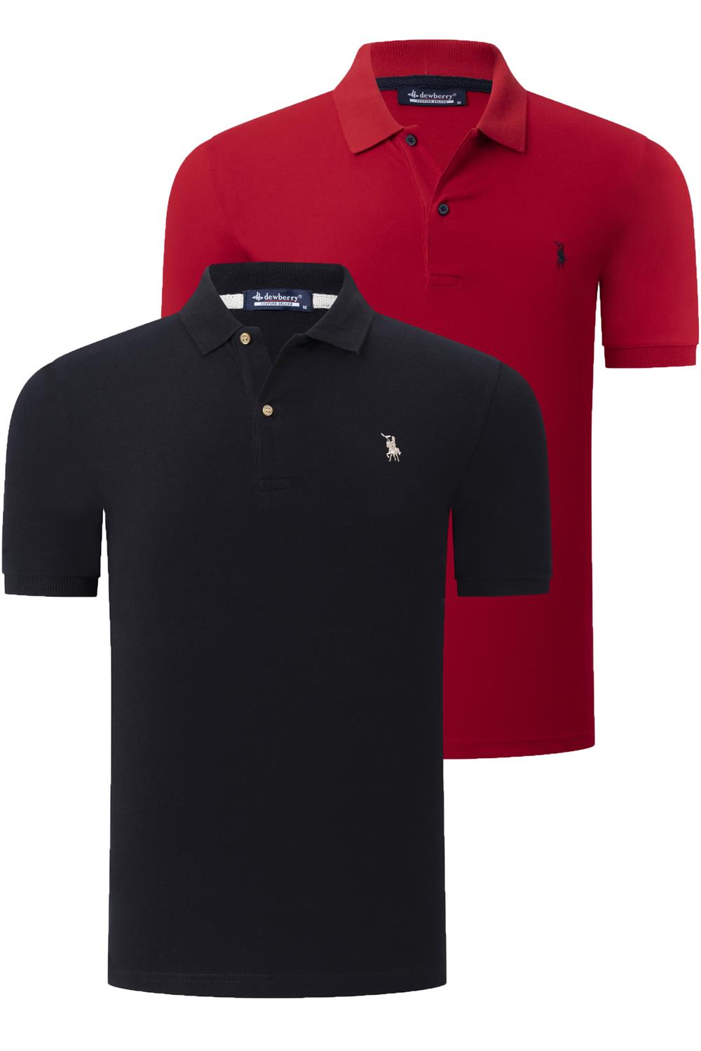 İKİLİ SET T8561 DEWBERRY ERKEK TSHIRT-KIRMIZI-SİYAH