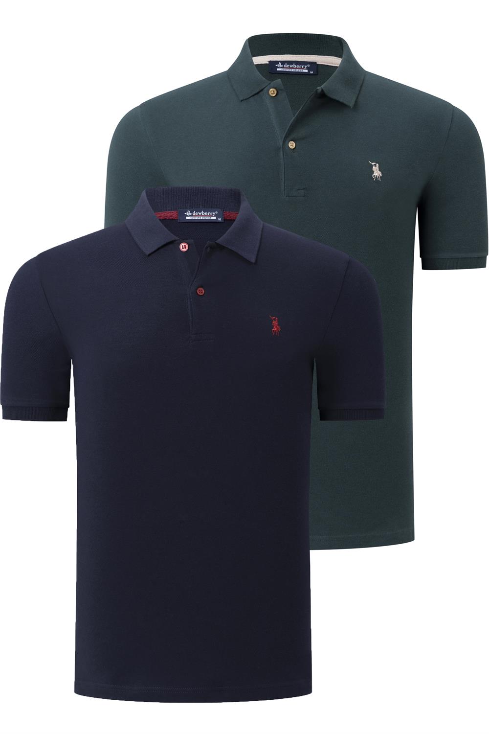 İKİLİ SET T8561 DEWBERRY ERKEK TSHIRT-LACİVERT-HAKİ