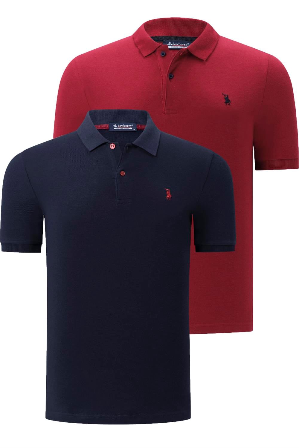 İKİLİ SET T8561 DEWBERRY ERKEK TSHIRT-BORDO-LACİVERT