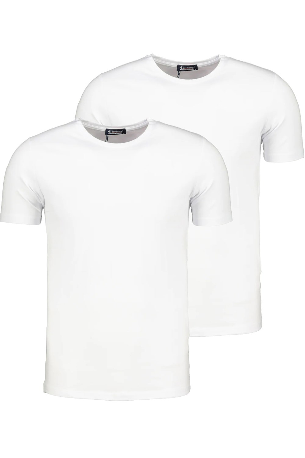 İKİLİ SET T8569 DEWBERRY BİSİKLET YAKA ERKEK T-SHIRT-KAR BEYAZ- KAR BEYAZ
