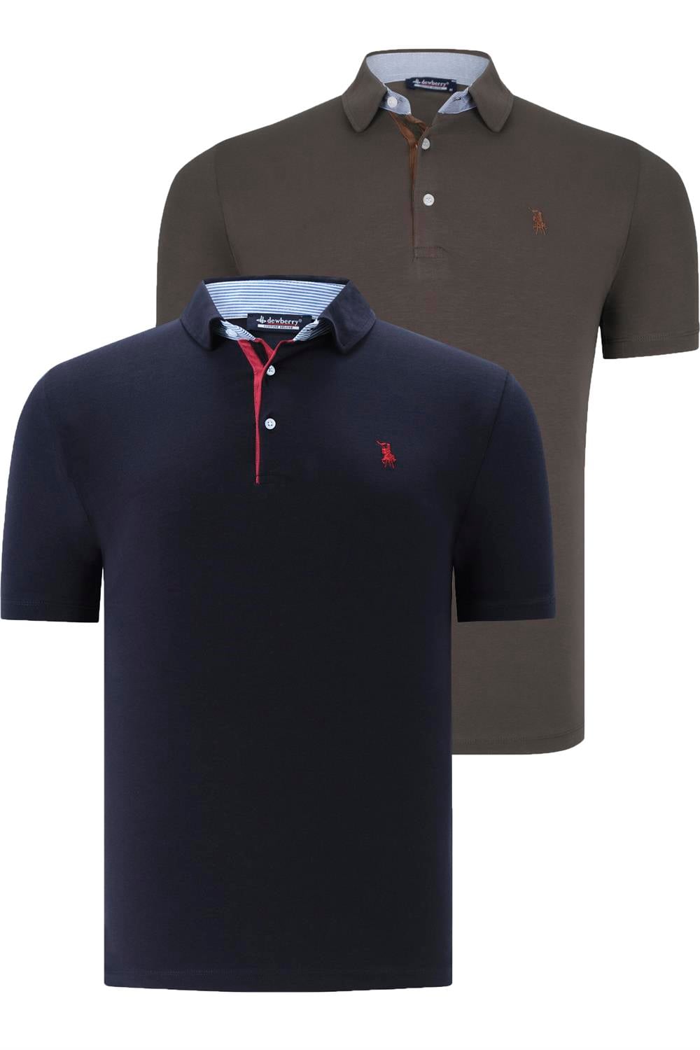 İKİLİ SET T8582 DEWBERRY ERKEK T-SHIRT-LACİVERT-HAKİ