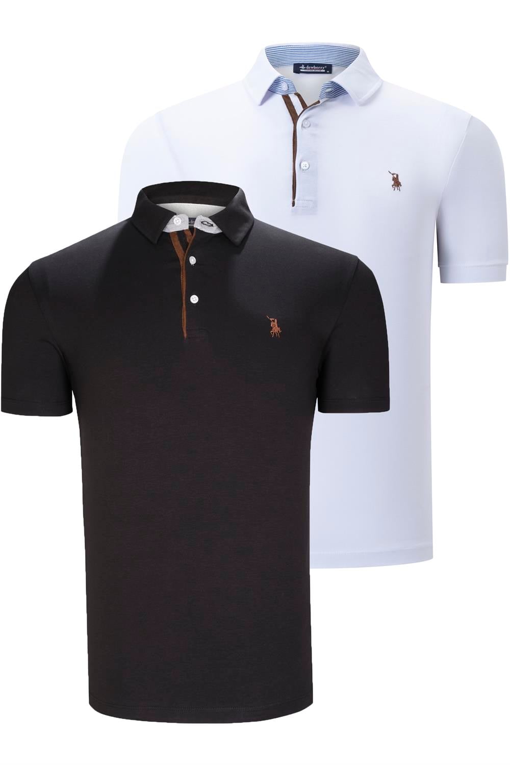 İKİLİ SET T8582 DEWBERRY ERKEK T-SHIRT-SİYAH-BEYAZ