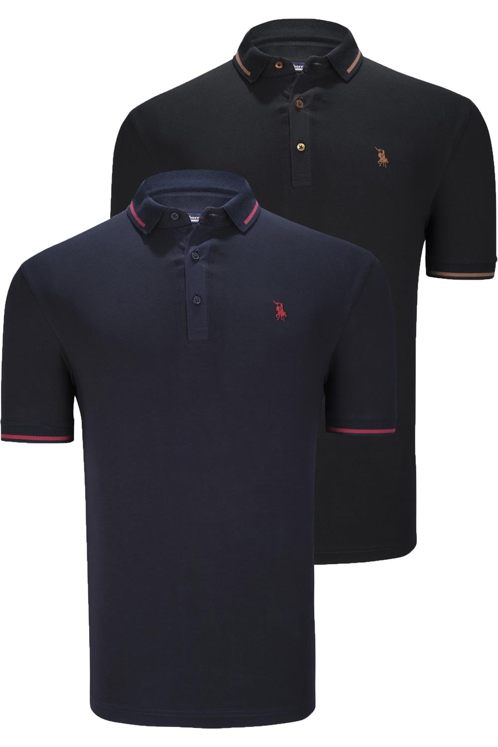İKİLİ SET T8586 DEWBERRY ERKEK T-SHIRT-SİYAH-LACİVERT