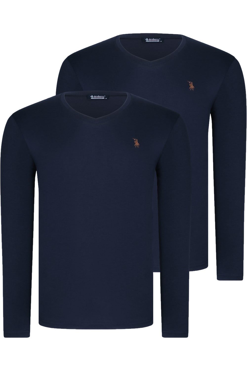 İKİLİ SET T8587 DEWBERRY V YAKA ERKEK SWEATSHIRT-LACİVERT-LACİVERT