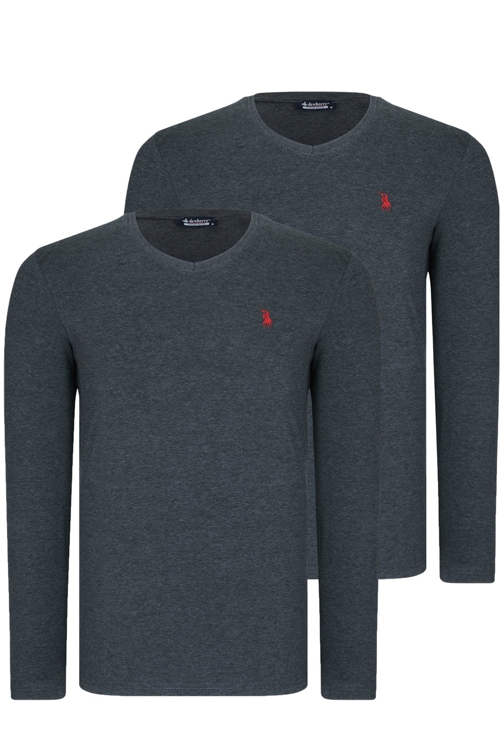 İKİLİ SET T8587 DEWBERRY V YAKA ERKEK SWEATSHIRT-ANTRASİT-ANTRASİT