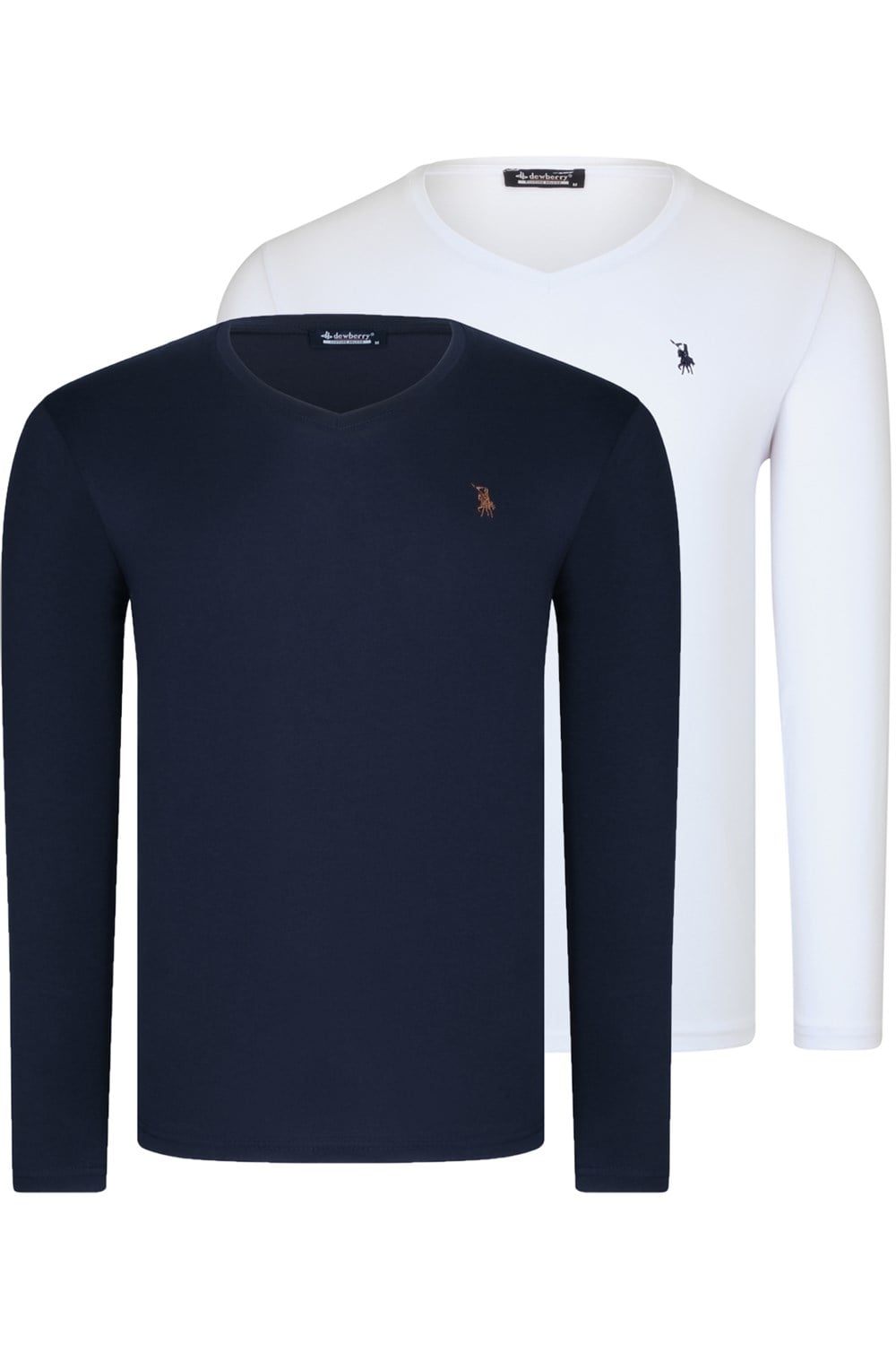 İKİLİ SET T8587 DEWBERRY V YAKA ERKEK SWEATSHIRT-BEYAZ-LACİVERT
