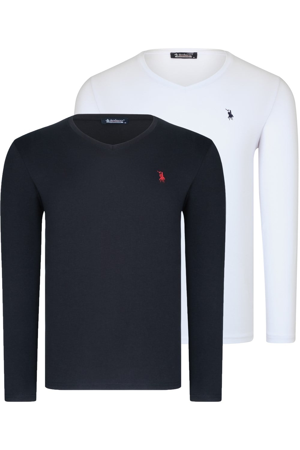 İKİLİ SET T8587 DEWBERRY V YAKA ERKEK SWEATSHIRT-BEYAZ-SİYAH