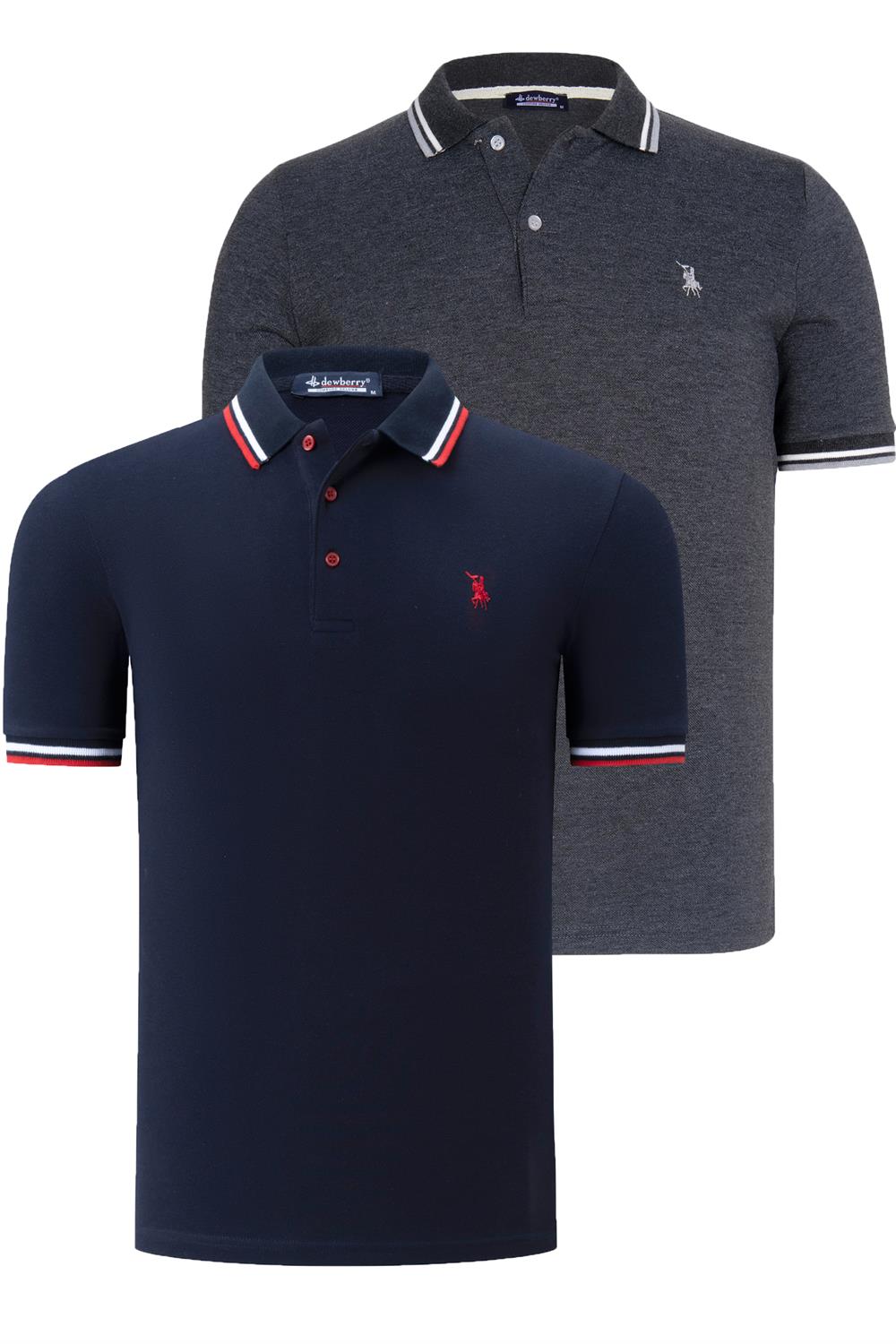 İKİLİ SET T8594 DEWBERRY ERKEK T-SHIRT-LACİVERT - ANTRASİT