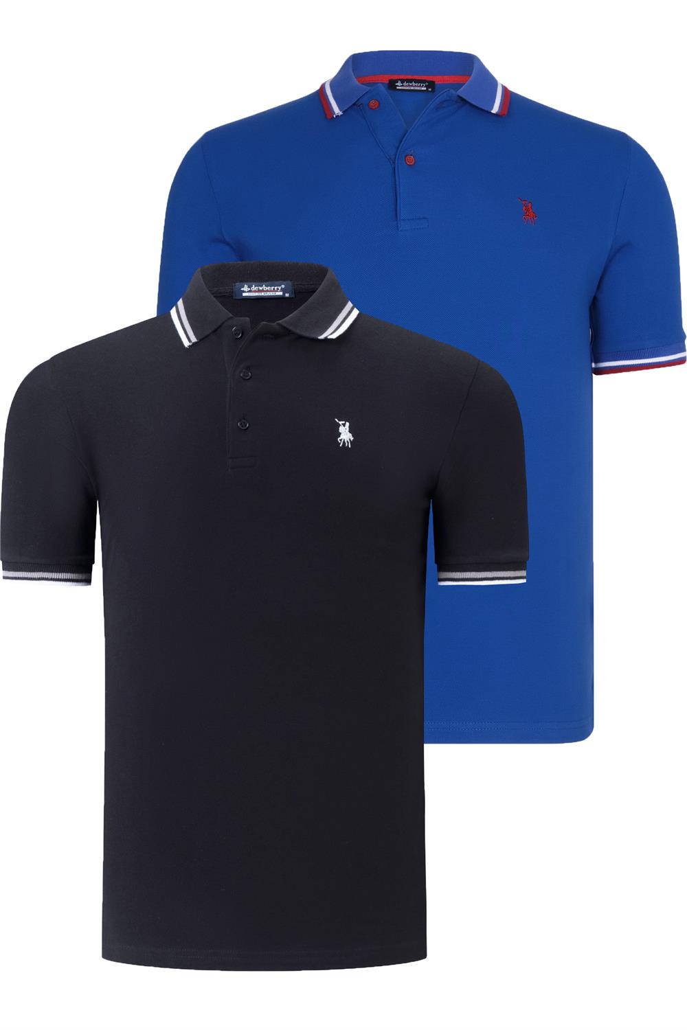 İKİLİ SET T8594 DEWBERRY ERKEK T-SHIRT-SİYAH-SAX
