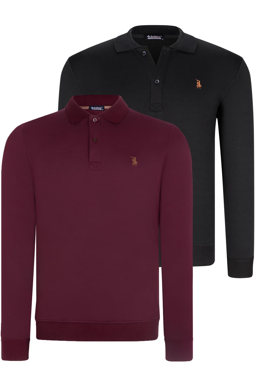 İKİLİ SET V4007 DEWBERRY ERKEK SWEATSHIRT-MOR-SİYAH