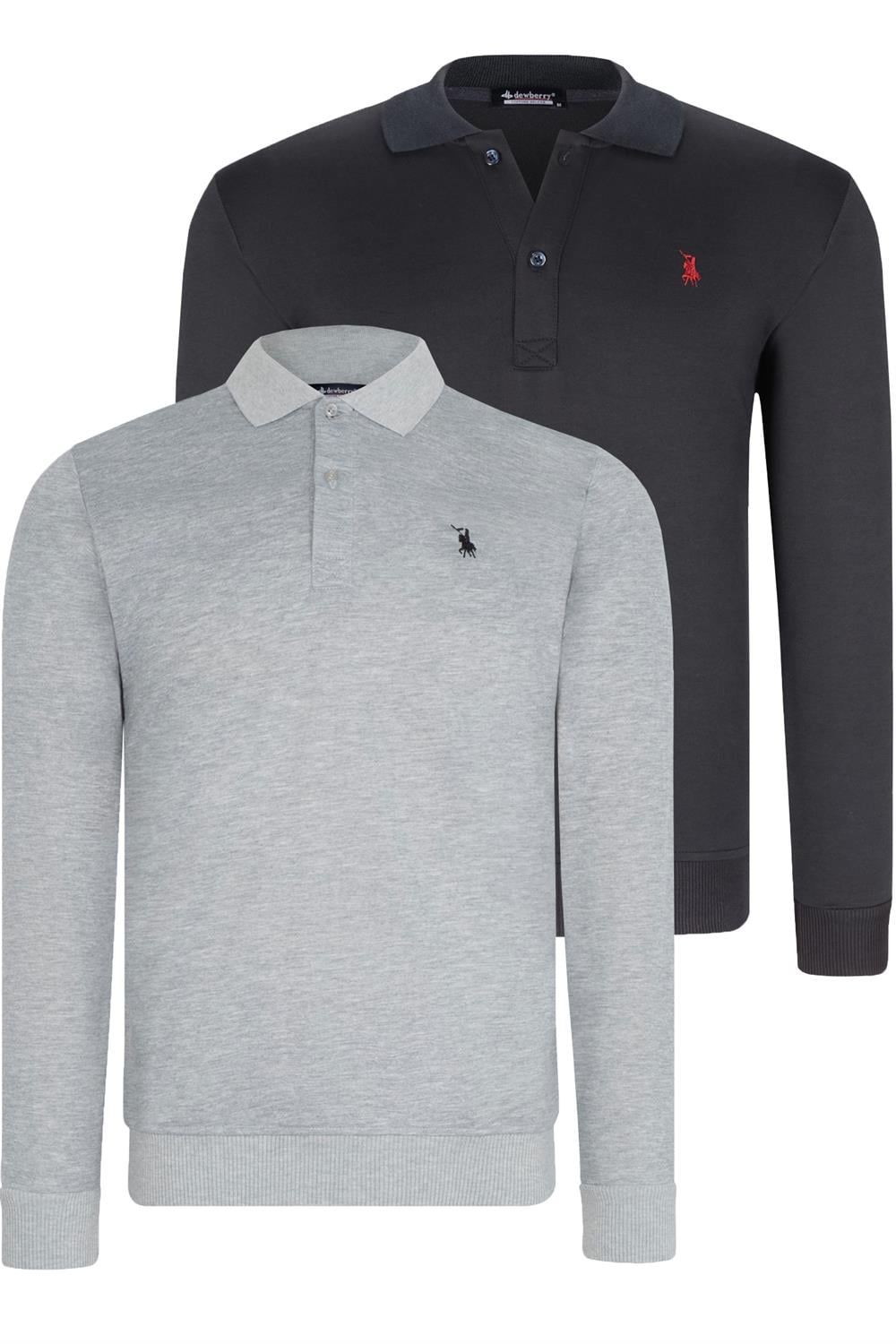 İKİLİ SET V4007 DEWBERRY ERKEK SWEATSHIRT-LACİVERT - GRİ