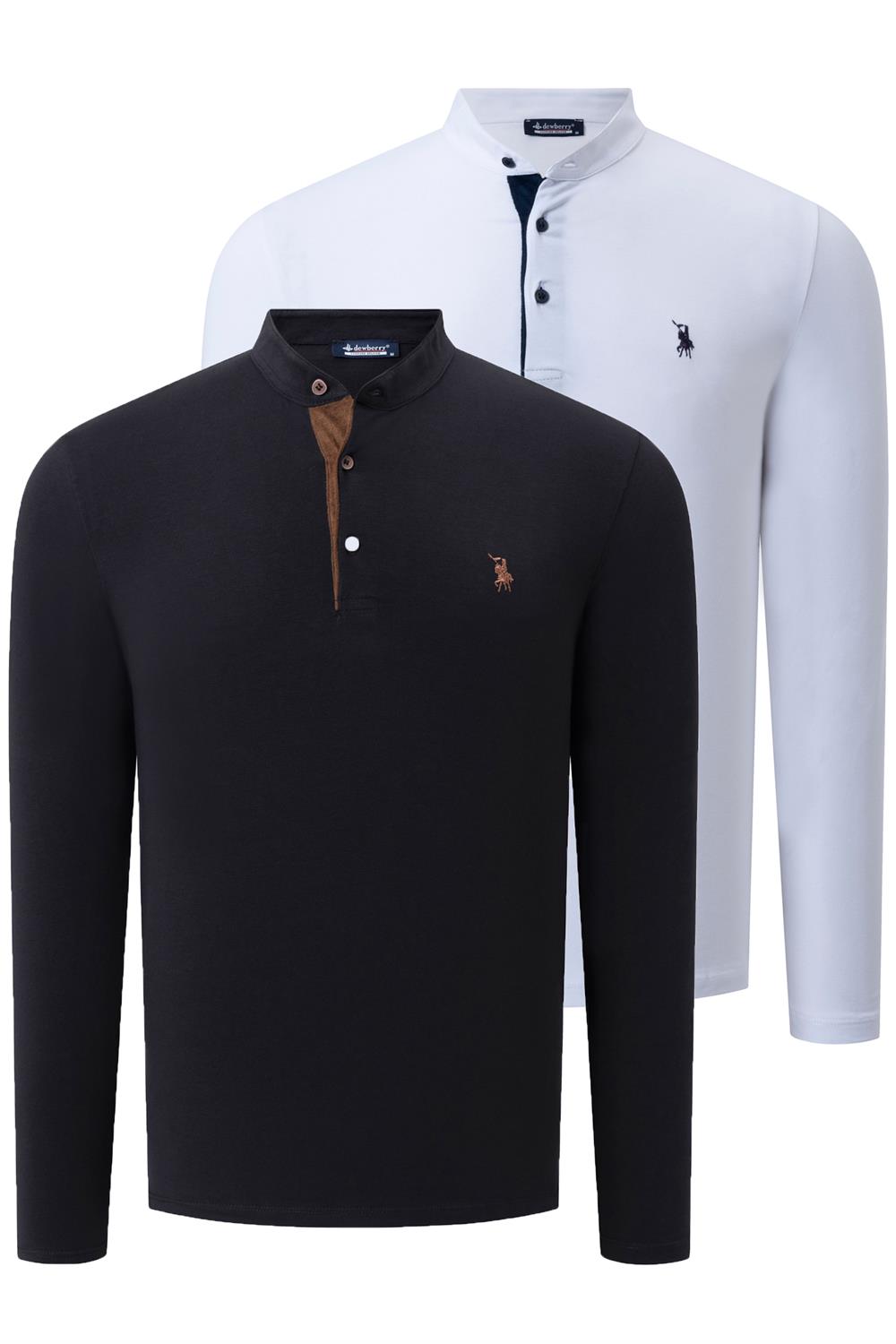 İKİLİ SET V4009 DEWBERRY ERKEK SWEATSHIRT-BEYAZ-SİYAH
