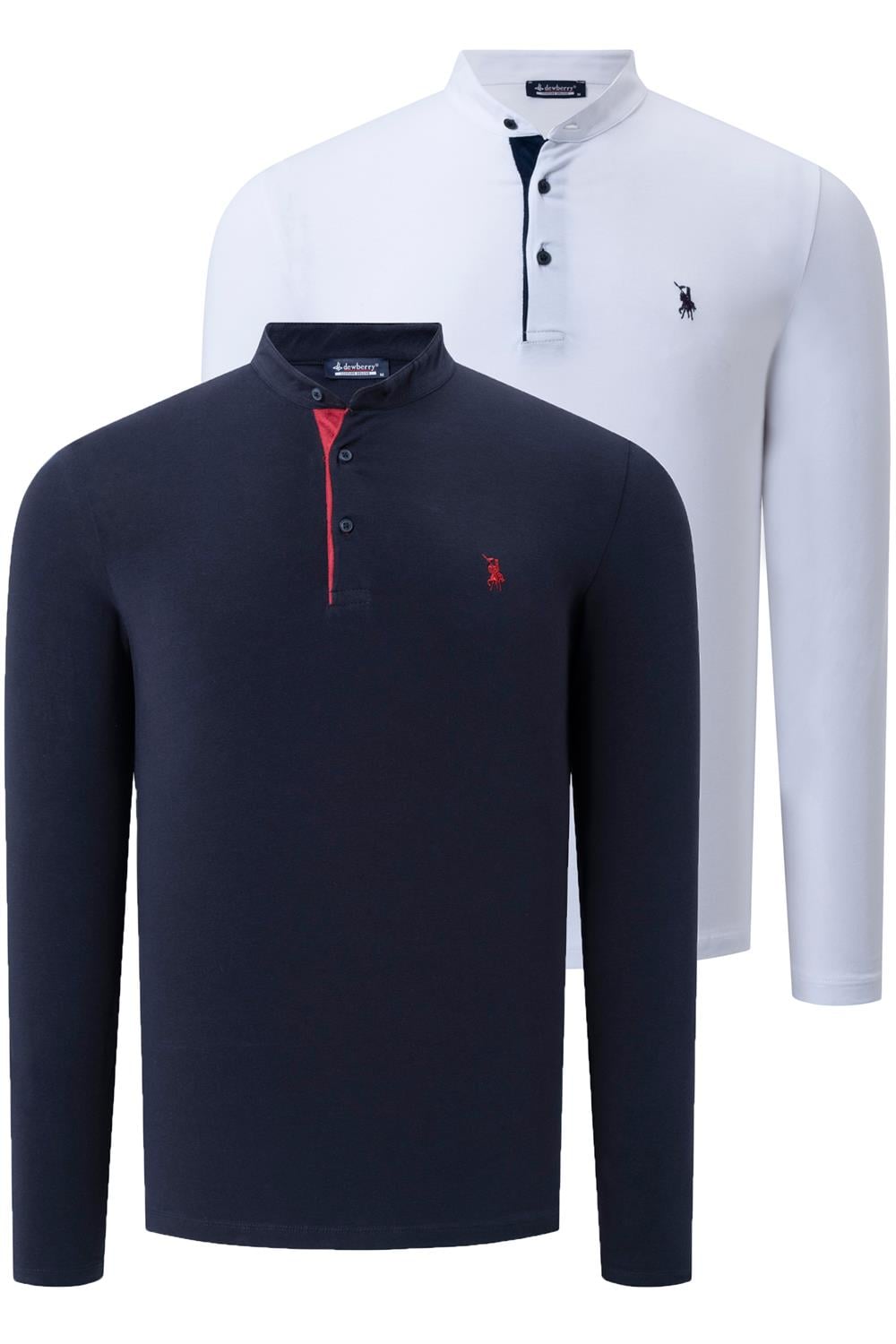 İKİLİ SET V4009 DEWBERRY ERKEK SWEATSHIRT-BEYAZ-LACİVERT
