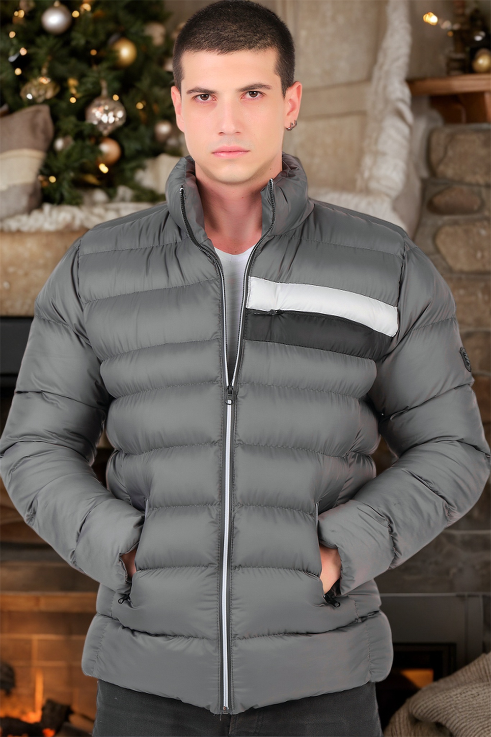 M8650 DEWBERRY ERKEK PUFFER MONT-DÜZ GRİ