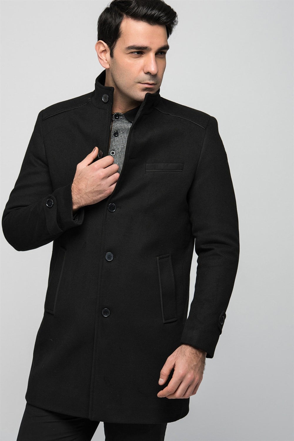 PLT8333 DEWBERRY ERKEK PALTO-SİYAH