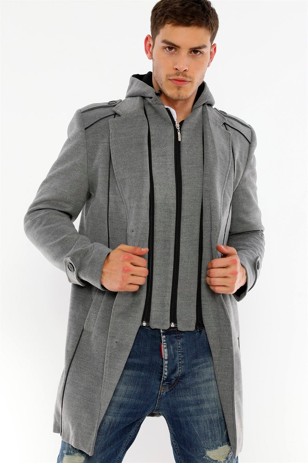 PLT8334 DEWBERRY ERKEK PALTO-GRİ