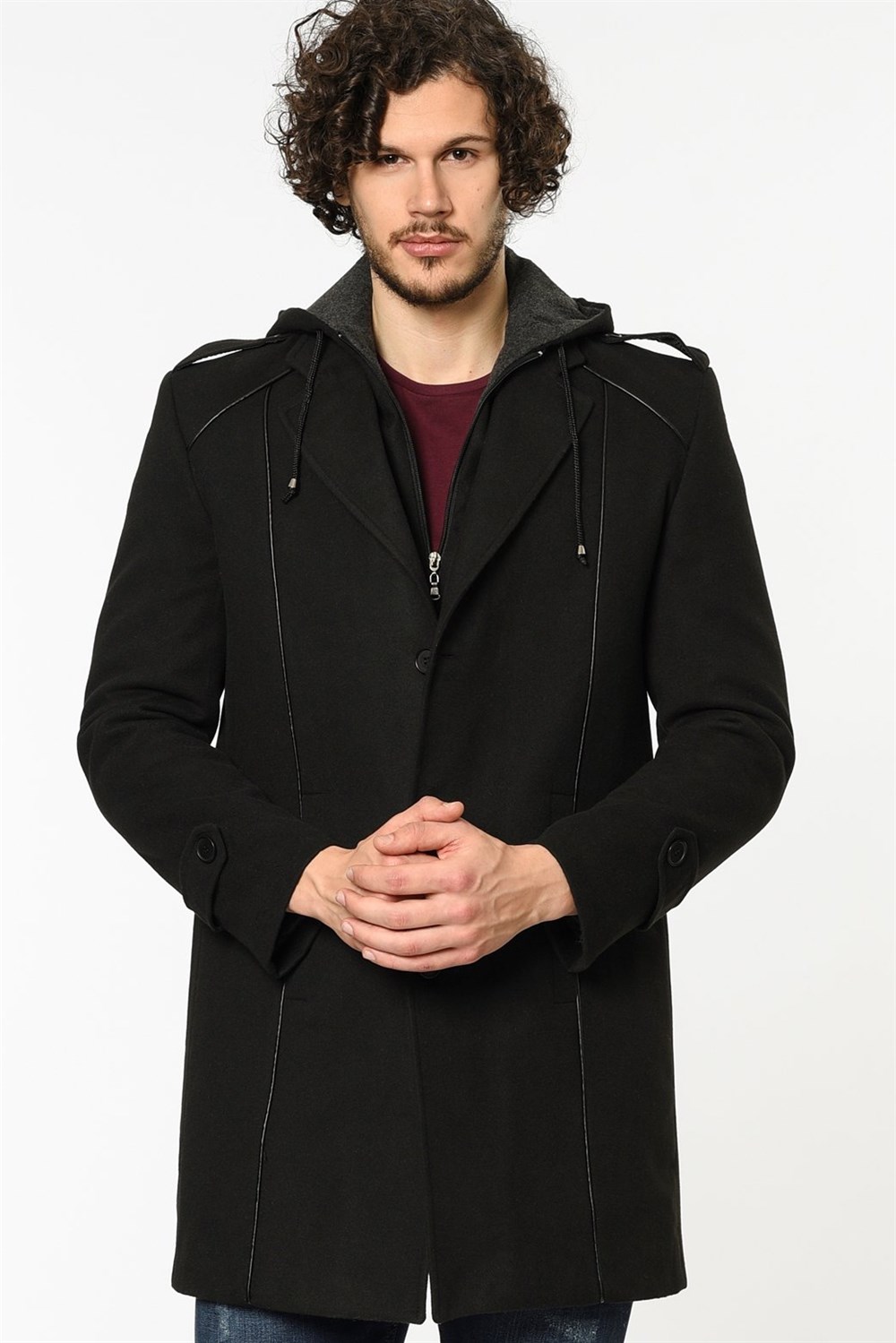 PLT8334 DEWBERRY ERKEK PALTO-SİYAH