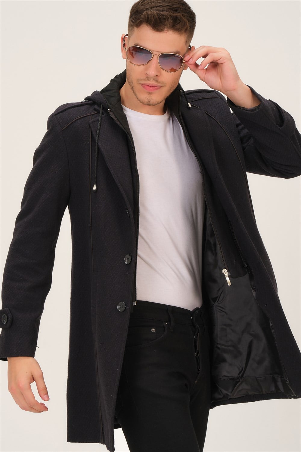 PLT8334 DEWBERRY ERKEK PALTO-SİYAH-LACİVERT